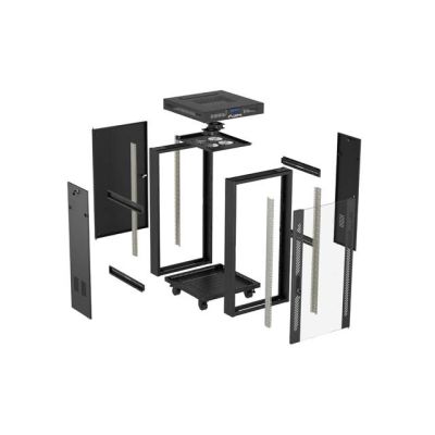 7. LANBERG SZAFA INSTALACYJNA RACK STOJĄCA 19" 24U 600X600 CZARNA DRZWI PRZESZKLONE LCD (FLAT PACK) V2
