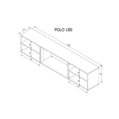 10. Szafka RTV POLO 180x33x39 biały + kominek czarny