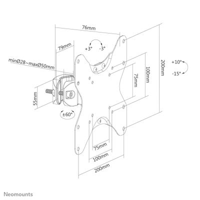 9. Neomounts FL40-430BL12 uchwyt do telewizorów 106,7 cm (42") Czarny