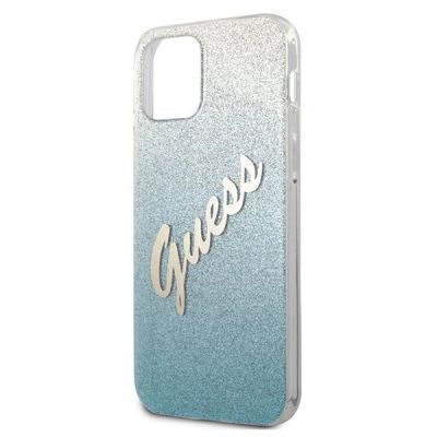 6. Etui Guess Glitter Gradient Script na iPhone 12 Pro Max - niebieskie