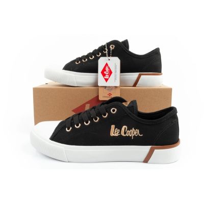 10. Lee Cooper buty sportowe damskie trampki z tkaniny stylowe czarne