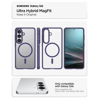 7. Etui Spigen Ultra Hybrid Mag MagSafe na Samsung Galaxy S26 - przezroczysto-fioletowe