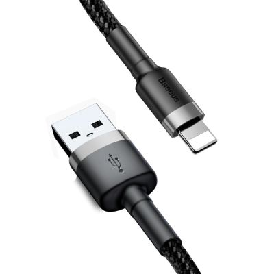 6. Kabel Baseus Cafule USB-A / Lightning 2.4A QC 3.0 0.5 m - czarno-szary