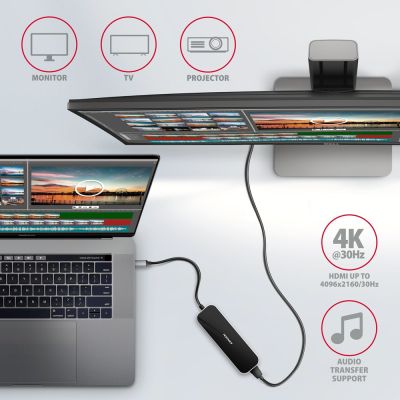 3. Axagon HMC-6H4A stacja dokująca Przewodowa USB 3.2 Gen 1 (3.1 Gen 1) Type-C Czarny, Szary