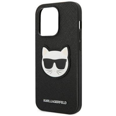 6. Etui Karl Lagerfeld Saffiano Choupette Head Patch na iPhone 14 Pro Max - czarne