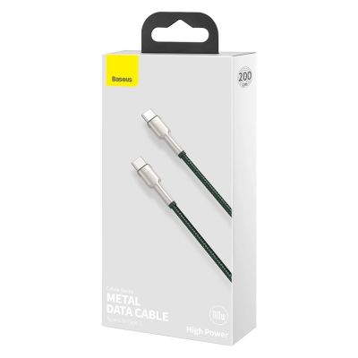 5. Kabel Baseus Cafule Series Metal Data USB-C / USB-C PD QC SCP 100W 5A 2 m - zielony
