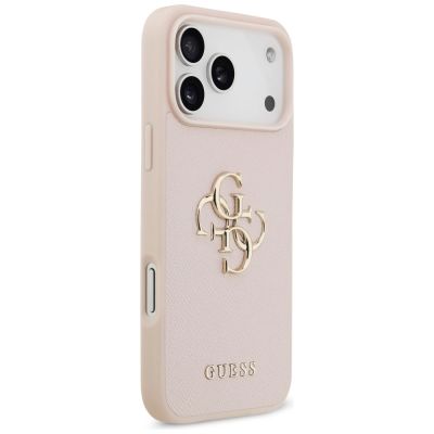 4. Etui Guess Grained Big 4G & Classic Logo na iPhone 17 Pro Max - różowe