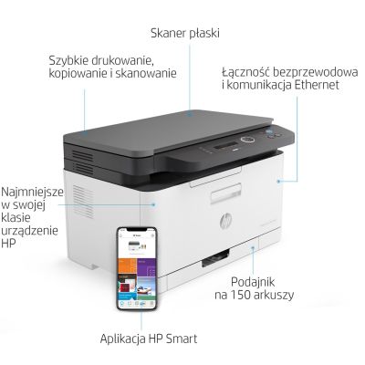 12. Urządzenie wielofunkcyjne HP Color Laser MFP 178nw 4ZB96A (laserowe, laserowe kolor; A4; Skaner płaski)