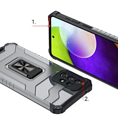 7. Crystal Ring Case pancerne hybrydowe etui pokrowiec + magnetyczny uchwyt Samsung Galaxy A72 4G zielony