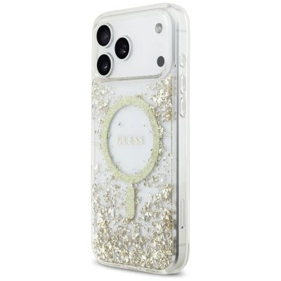 2. Etui Guess Resin Bottom Glitter MagSafe na iPhone 17 Pro Max - złote