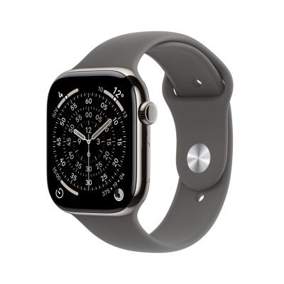 Apple Watch Series 11 Cellular 46 mm koperta z naturalnego tytanu z paskiem sportowym w kolorze kamiennej szarości - M/L