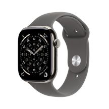 Apple Watch Series 11 Cellular 46 mm koperta z naturalnego tytanu z paskiem sportowym w kolorze kamiennej szarości - M/L