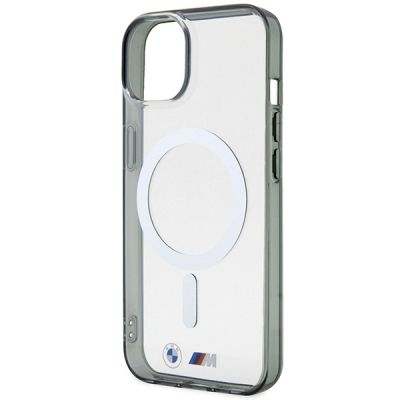 6. Etui BMW Silver Ring MagSafe na iPhone 14 - przezroczyste