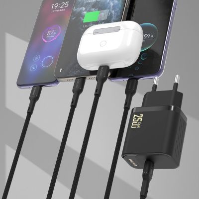 3. Ładowarka sieciowa Dudao A27CEU PD 25W GaN SB-C z kablem USB-C - czarna