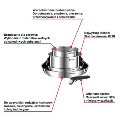 7. Zestaw garnków TEFAL Ingenio Emotion L897S574 5 ele