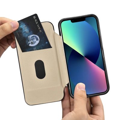 20. iCarer CE Oil Wax Premium Leather Folio Case skórzane etui iPhone 14 Plus z klapką magnetyczne MagSafe czarny (AKI14220707-BK)