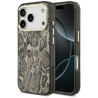 Etui Guess Python Pattern MagSafe na iPhone 17 Pro Max / 18 Pro Max - brązowe