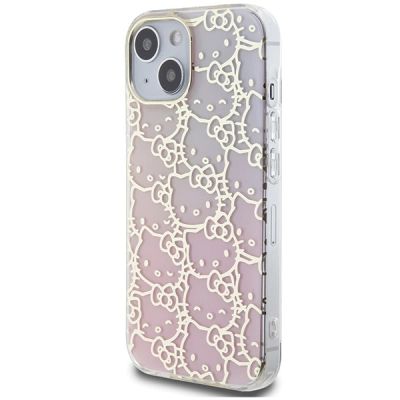 2. Etui Hello Kitty IML Gradient Electrop Crowded Kitty Head na iPhone 15 - różowe