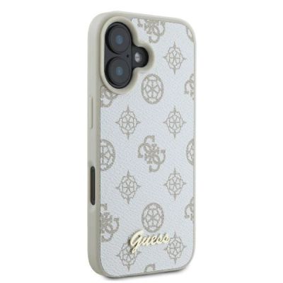 4. Etui Guess Peony Script Logo MagSafe na iPhone 16 - białe