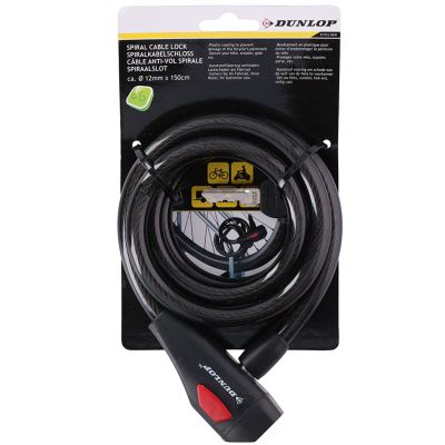 4. Zapięcie rowerowe Dunlop spiral cable lock 12 mm 150 cm ST 75570