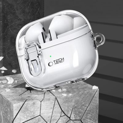 4. Etui Tech-Protect FlexAir z karabińczykiem na Samsung Galaxy Buds 3 / 3 Pro - przezroczyste