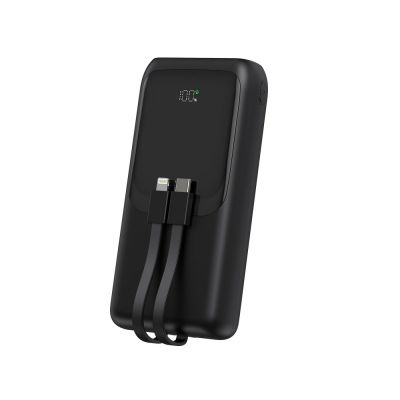 5. GEMBIRD POWERBANK O POJEMNOŚCI 20000MAH, SZYBKIE ŁADOWANIE 20W, WYŚWIETLACZ LCD, ZINTEGROWANE KABLE KOLOR CZARNY