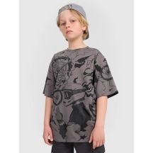 T-shirt oversize z nadrukiem chłopięcy 4F 4FJRAW25TTSHM3063-90A