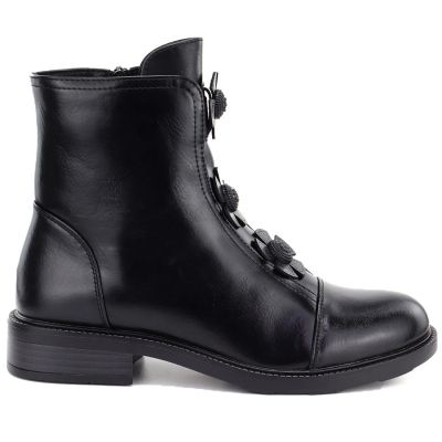 6. Botki damskie z ozdobnymi kwiatkami ocieplane czarne Potocki SZ12852