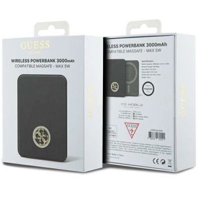 5. Powerbank indukcyjny Guess MagSafe 4G Strassed Metal Logo 5W 3000mAh - czarny