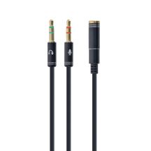 Kabel GEMBIRD CCA-418M (Mini Jack x2 M - 4-Pin, Jack stereo 3,5 mm F; 0,20m; kolor czarny)