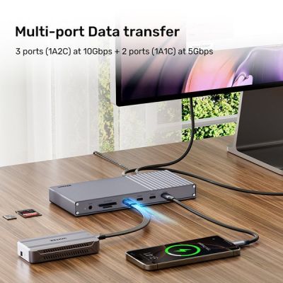 2. Unitek Potrójna stacja dokująca USB4 40Gb/s,zasilacz 120W