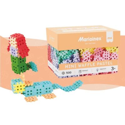 8. Klocki konstrukcyjne Marioinex Mini Waffle, 500 elementów pastelowe