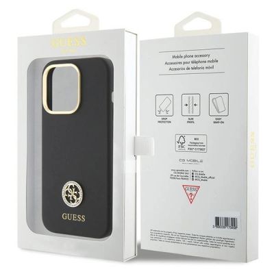 8. Etui Guess Silicone Logo Strass 4G do iPhone 15 Pro - czarne