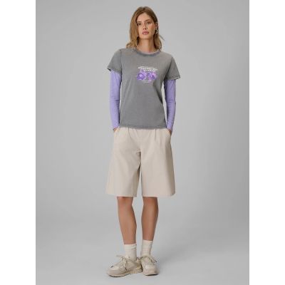 4. T-shirt regular z nadrukiem damski 4F 4FRSS26TTSHF4513-27S