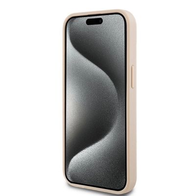 5. Etui DKNY Leather Mono Stripe & Metal Logo na iPhone 15 Plus / 14 Plus - różowe