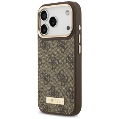 2. Etui Guess 4G Logo Plate MagSafe na iPhone 17 Pro - brązowe