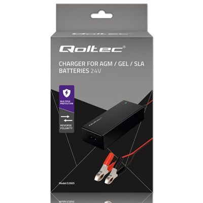 8. QOLTEC ŁADOWARKA DO AKUMULATORA AGM GEL STD | PROSTOWNIK 24V 2A 48W | LED