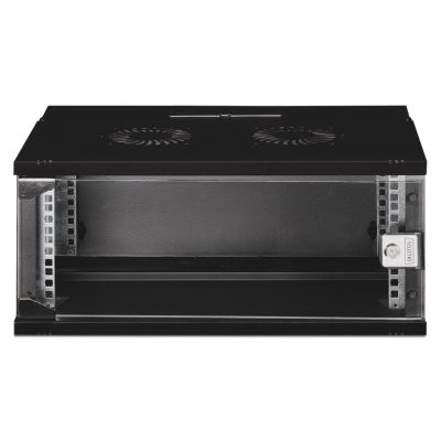 9. Szafa sieciowa wisząca 19" 4U, SOHO PRO 240 x 540 x 400 mm, drzwi szyba, czarny, niezłożona, 60kg