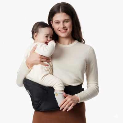 2. Momcozy Hip Seat Baby Carrier Black Medium | Nosidełko z siedziskiem biodrowym | Ergonomiczne, kolor czarny, rozmiar M