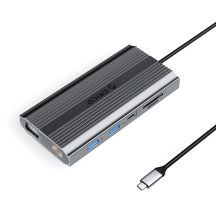 Stacja dokująca USB-C Orico XDR 12w1 USB-A USB-C HDMI 4K VGA RJ45 Gigabit PD 100W czytnik kart SD i microSD - szara