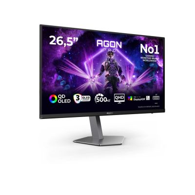 20. AOC AGON PRO AG276QKD2 monitor komputerowy 67,3 cm (26.5") 2560 x 1440 px Quad HD QD-OLED Czarny, Szary
