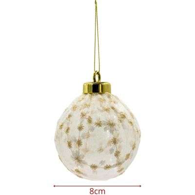 7. BOMBKA PLASTIKOWA BEZPIECZNA 8CM KORONKOWE ZDOBIENIE GWIAZDKI MICA