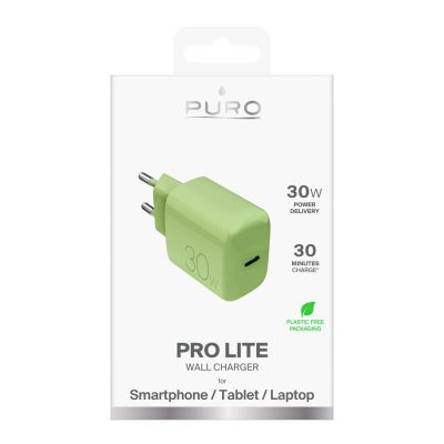 2. Ładowarka sieciowa Puro Pro Lite 30W USB-C  - zielona
