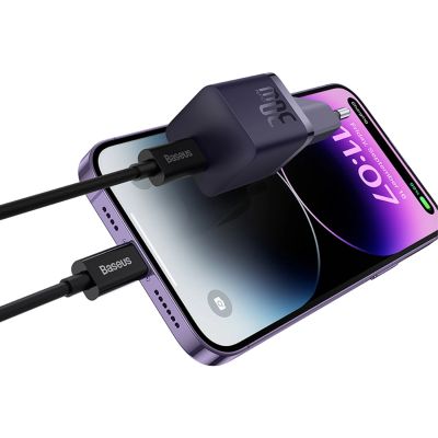 5. Ładowarka sieciowa Baseus GaN5 30W USB-C EU - fioletowa