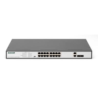 3. Switch Fast Ethernet PoE z 16 portami PoE + 2 Combo, 250W budżetu PoE