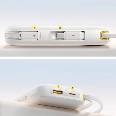 8. Powerbank Baseus EnerFill FC31 Qpow 3 10000mAh 45W z wyświetlaczem cyfrowym z kablami USB-C i Lightning - biały