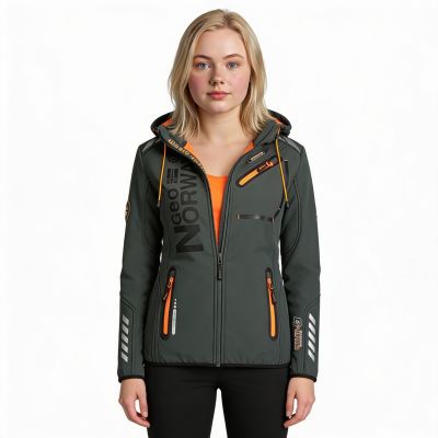 7. Kurtka Softshell Geographical Norway Reine Ass A EO DB 007 W WU8184F/GNO-Dark Grey / Orange