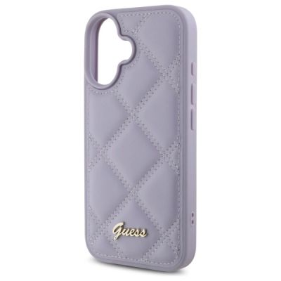 6. Etui Guess Quilted Metal Logo na iPhone 16 - jasnofioletowe