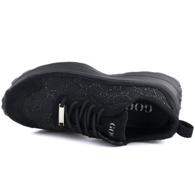 3. Sneakersy damskie z siatka i cyrkoniami czarne Goe TT2N4041