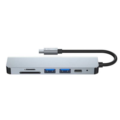 6. HUB Tech-Protect V4 6w1 USB-C - USB-A 3.0 / USB-A 2.0 / USB-C / HDMI / czytnik kart micro SD / TF / SD - szary